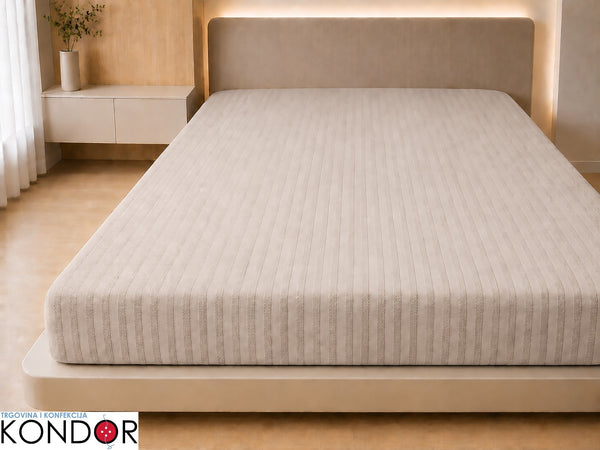 Pamučna plahta s gumicom 220 × 240 cm – Reljefne prugice