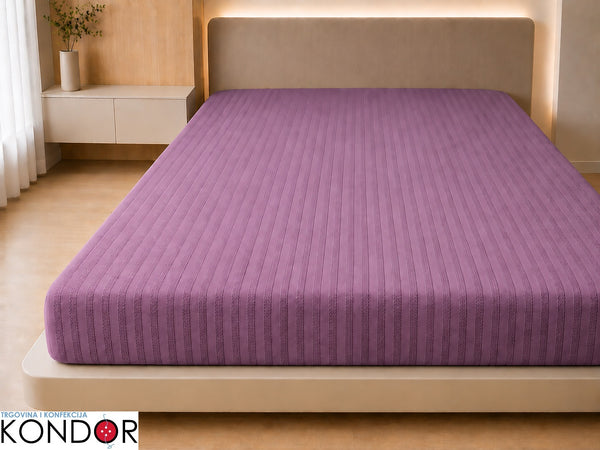 Pamučna plahta s gumicom 220 × 240 cm – Reljefne prugice