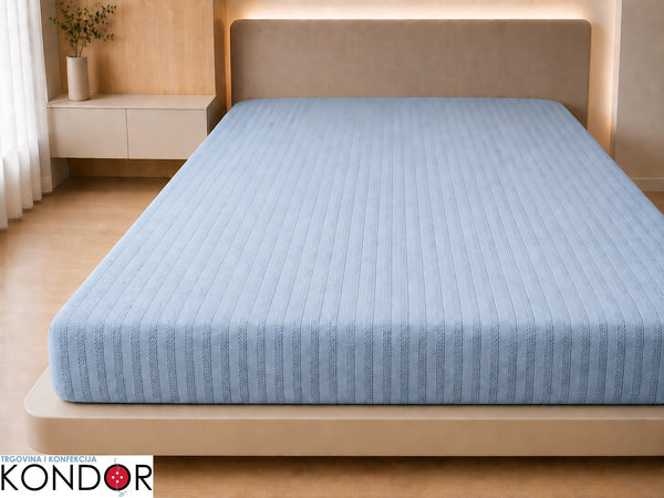 Pamučna plahta s gumicom 220 × 240 cm – Reljefne prugice