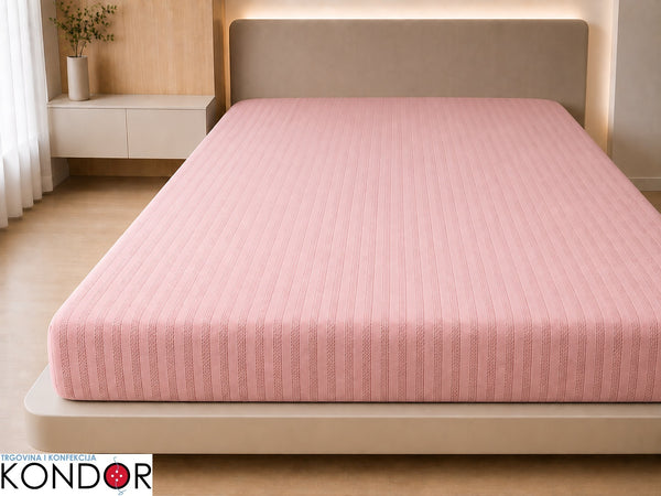 Pamučna plahta s gumicom 220 × 240 cm – Reljefne prugice