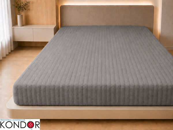 Pamučna plahta s gumicom 220 × 240 cm – Reljefne prugice